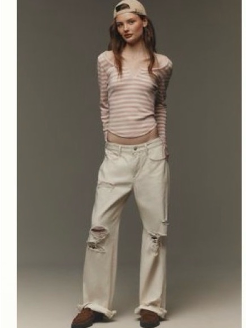 Anthropologist Pilcro Notched Long- Sleeved Tee - Picture 1 of 6